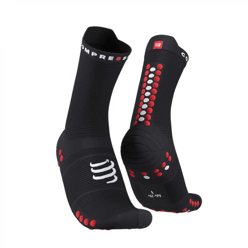 Calcetines Compressport Pro Racing V4.0 High Negro Rojo 3 Calcetines Compressport Pro Racing V4.0 High Negro Rojo