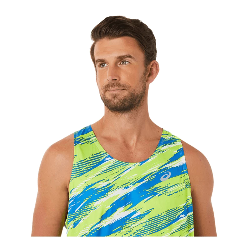 Camiseta Asics Color Injection Singlet Sin Mangas Verde Azul 6 Camiseta Asics Color Injection Singlet Sin Mangas Verde Azul - Imagen 4