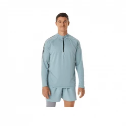 Camiseta Asics Icon 1/2 Zip Manga Larga Gris