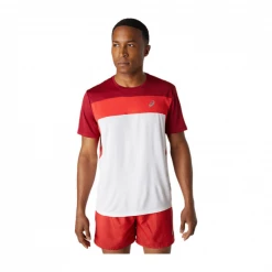 Camiseta Asics Race SS Manga Corta Granate Rojo Blanco AW21