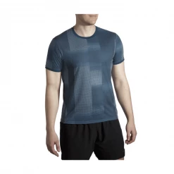 Camiseta Brooks Distance Graphic Manga Corta Azul Gris -Saucony || BROOKS Ventas camiseta brooks distance graphic manga corta azul gris 2