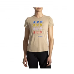 Camiseta Brooks Distance Graphic Manga Corta Marrón Claro -Saucony || BROOKS Ventas camiseta brooks distance graphic manga corta marron claro 2