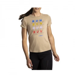 Camiseta Brooks Distance Graphic Manga Corta Marrón Claro -Saucony || BROOKS Ventas camiseta brooks distance graphic manga corta marron claro 3