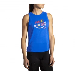 Camiseta Brooks Distance Graphic Tirantes Azul Eléctrico Mujer -Saucony || BROOKS Ventas camiseta brooks distance graphic tirantes azul electrico mujer 4