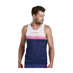 Camiseta Saucony Elite Sin Mangas Azul Rosa Blanco